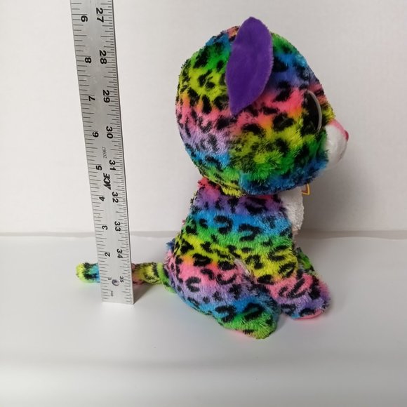 NEW Ty Beanie Boo DOTTY the Rainbow Leopard Medium 9” Plush With Tags - Picture 2 of 9